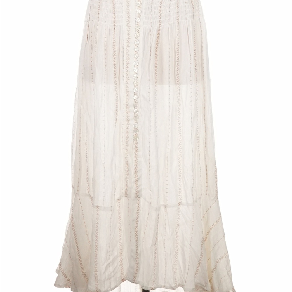 Dotti Cream Tiered Eyelet Maxi Skirt